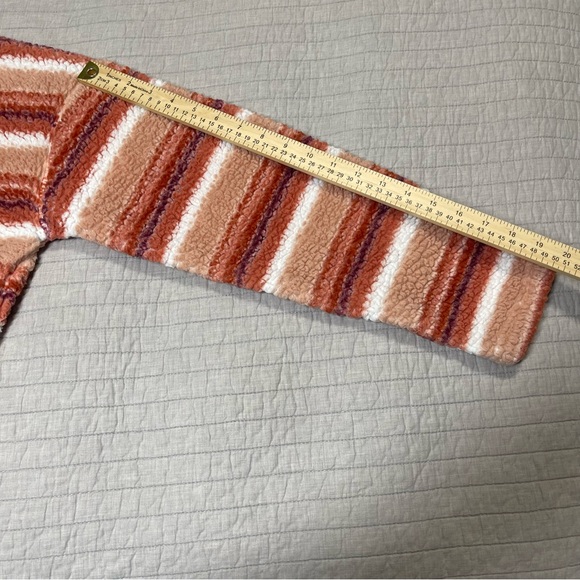 Roxy Quarter-zip Striped Fleece Sweatshirt In Canyon Clay Stripe Size Large - Picture 3 of 12